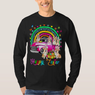 Camiseta Feliz Pascua Cuidadosa Conejo Arcoiris Corgi En Se
