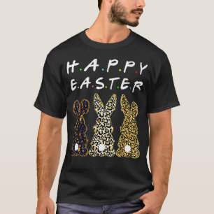 Camiseta Feliz Pascua Cute Bunny Rabbit LeoparPattern Eas