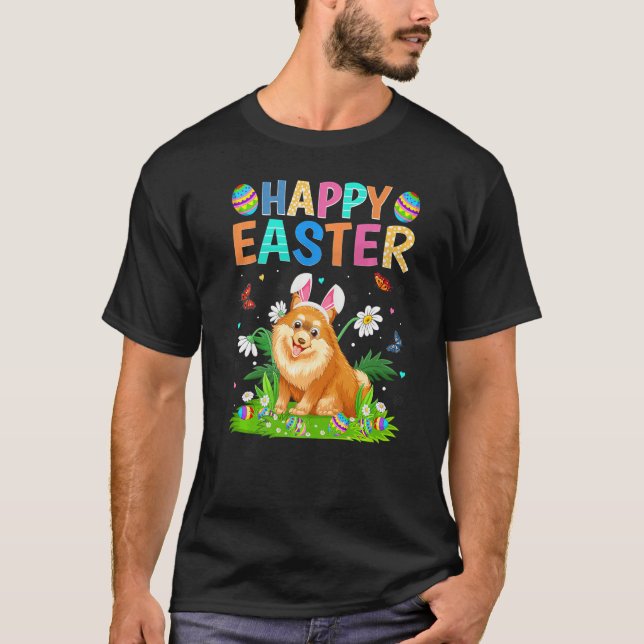 Camiseta Feliz Pascua de Abundantes Huevos Graciosos Perros (Anverso)
