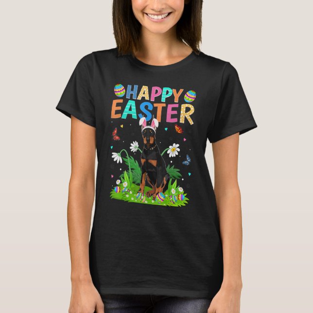 Camiseta Feliz Pascua de Pascua Conejo Huevo Divertido Dobe (Anverso)