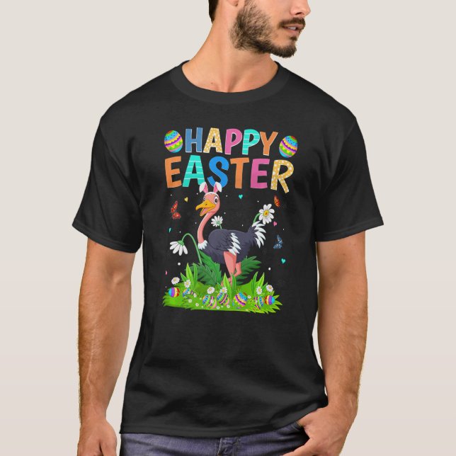 Camiseta Feliz Pascua De Pascua De Aves De Ostrich Gracioso (Anverso)