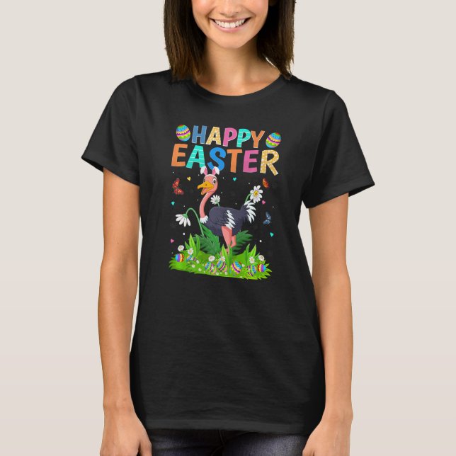 Camiseta Feliz Pascua De Pascua De Aves De Ostrich Gracioso (Anverso)