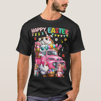 Camiseta Feliz Pascua De Pollo Conejo En Caza De Camiones