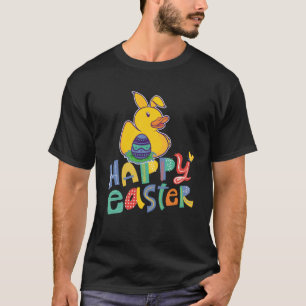 Camiseta Feliz Pascua de Rubber Duck Bunny Ears Easter Eggs
