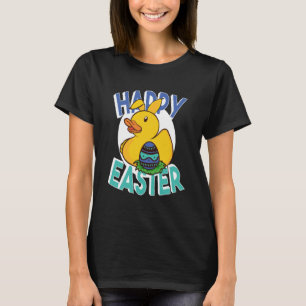 Camiseta Feliz Pascua de Rubber Duck Bunny Ears Easter Eggs
