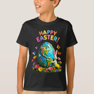 Camiseta Feliz Pascua día de la tierra 2026 conejo mapa mun