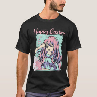 Camiseta Feliz Pascua, Día de Pascua, Chica de Kawaii Anime