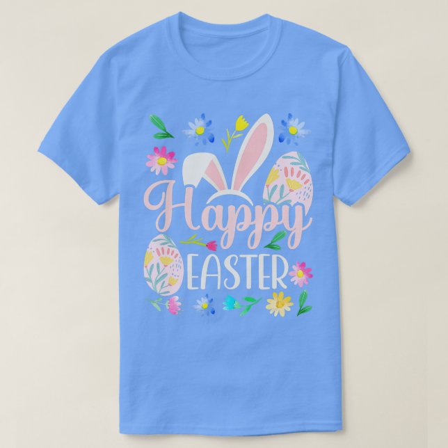 Camiseta Feliz Pascua diciendo Egg Bunny (Diseño del anverso)