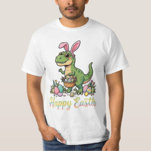 Camiseta Feliz Pascua Dinosaurio Conejito Dino