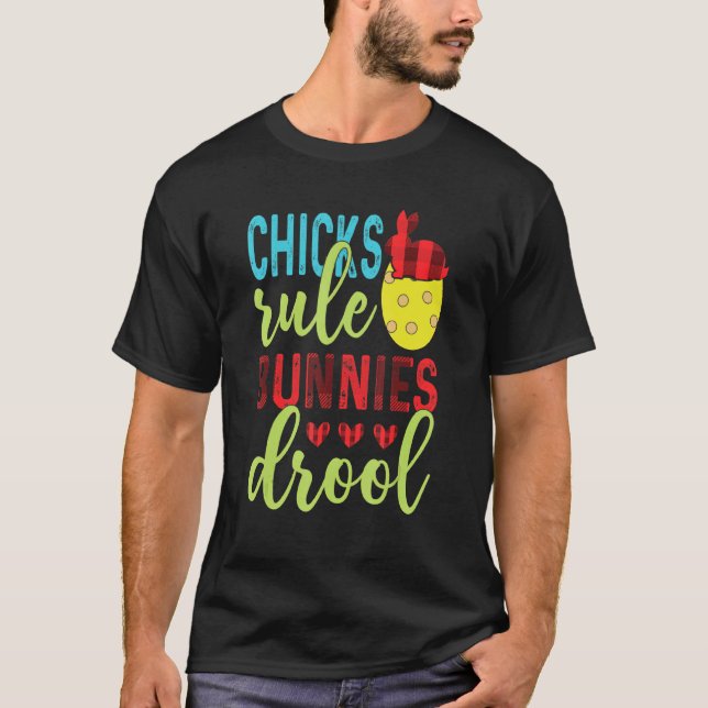 Camiseta Feliz Pascua Divertidas Chicas Regla Bunnies Drool (Anverso)
