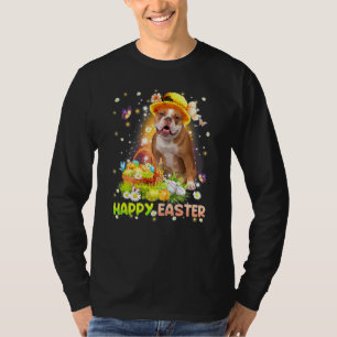 Camiseta Feliz Pascua, dulce conejito perro Bulldog inglés 