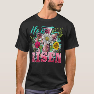 Camiseta Feliz Pascua Él ha Resucitado Girasol Leopardo Cru