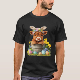 Camiseta Feliz Pascua Escocia Cow Cute Heifer Cow Farm