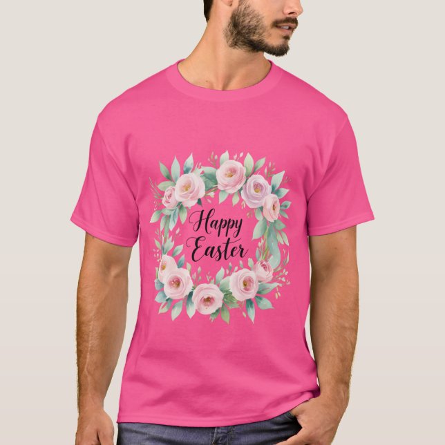 Camiseta Feliz Pascua - Floral acuarela (Anverso)