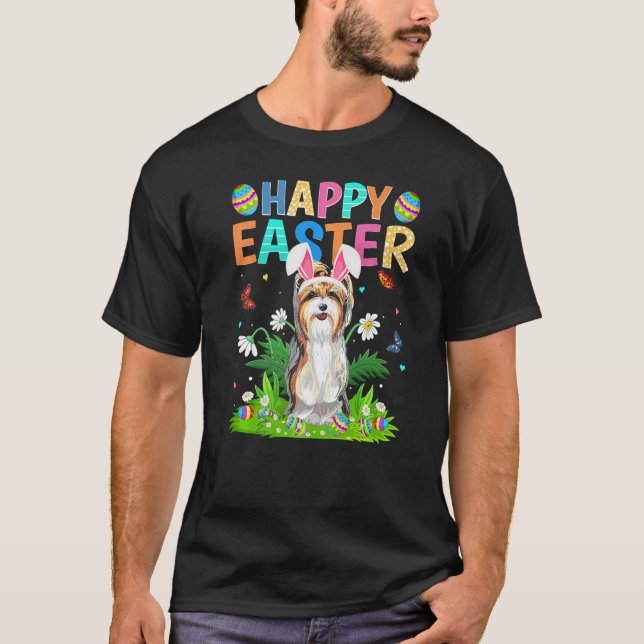 Camiseta Feliz Pascua Funny Yorkshire Terrier Dog Easter Su (Anverso)