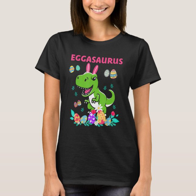 Camiseta Feliz Pascua Gasauro Dino Comer Todo El Huevo Frit (Anverso)