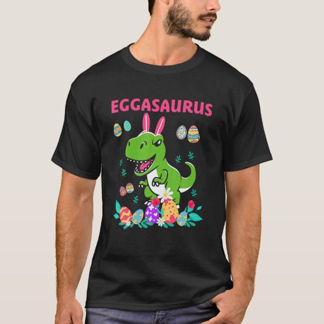 Camiseta Feliz Pascua Gasauro Dino Comer Todo El Huevo Frit (Anverso)