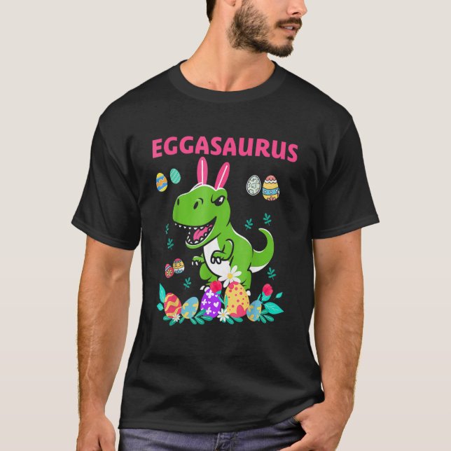 Camiseta Feliz Pascua Gasauro Dino Comer Todo El Huevo Frit (Anverso)