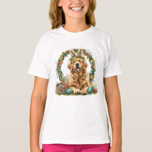 Camiseta Feliz Pascua Golden Retriever Perro Orejas de Cone