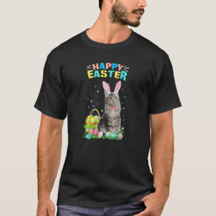 Camiseta Feliz Pascua Gracioso Gato Con Cesta De Huevo Hun