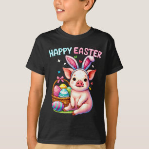 Camiseta Feliz Pascua granja animal cerdo amantes conejo mu