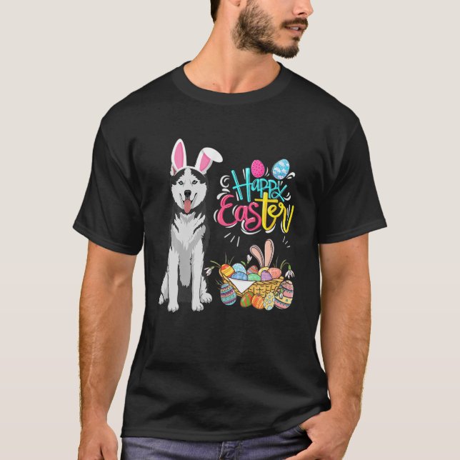 Camiseta Feliz Pascua Huevos Chicas de los chicos conejitos (Anverso)