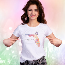 Camiseta Feliz Pascua Huevos de Pastel y Conejito de Florid