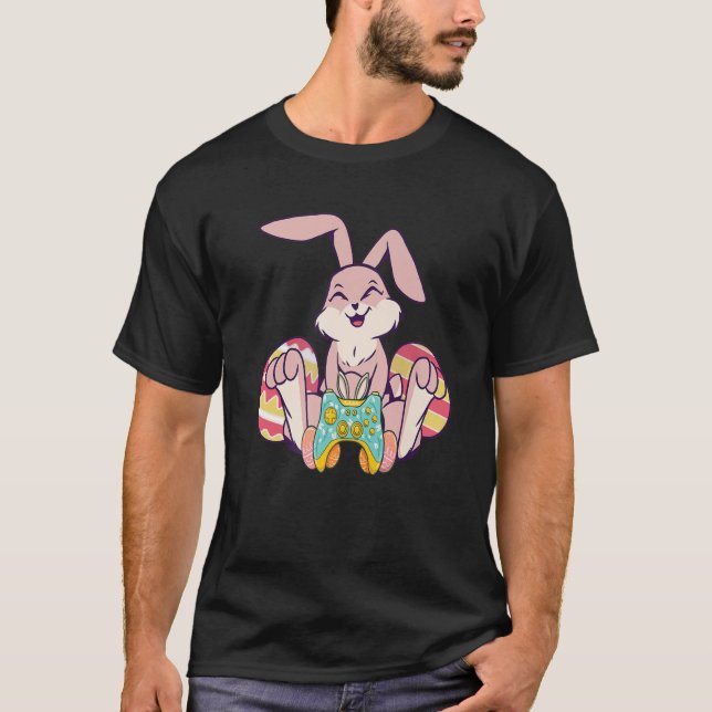 Camiseta Feliz Pascua Joystick Bunny Ear Funny Gaming Kids (Anverso)