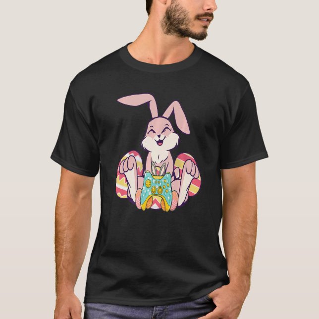 Camiseta Feliz Pascua Joystick Bunny Ear Funny Gaming Kids (Anverso)