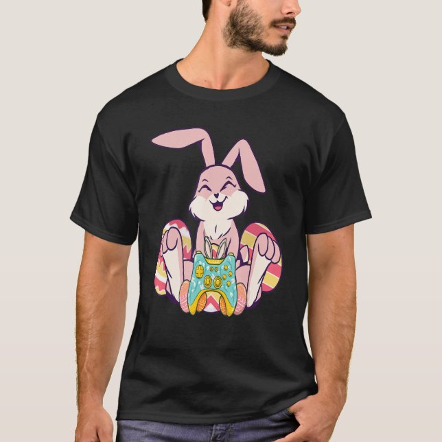 Camiseta Feliz Pascua Joystick Bunny Ear Funny Gaming Kids (Anverso)