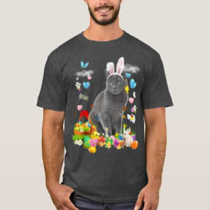 Camiseta Feliz Pascua, lindo gato conejo, máscara rusa de h
