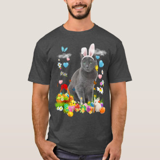 Camiseta Feliz Pascua, lindo gato conejo, máscara rusa de h