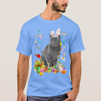 Camiseta Feliz Pascua, lindo gato conejo, máscara rusa de h