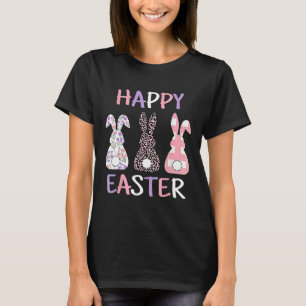 Camiseta Feliz Pascua Lindo Leopardo Rosa de Cuadros Flor B