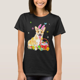 Camiseta Feliz Pascua Lindos Conejos Corgi Retriever Con B