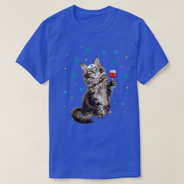Camiseta Feliz Pascua Maine Coon Cat Funny Seder Jewish H (Diseño del anverso)