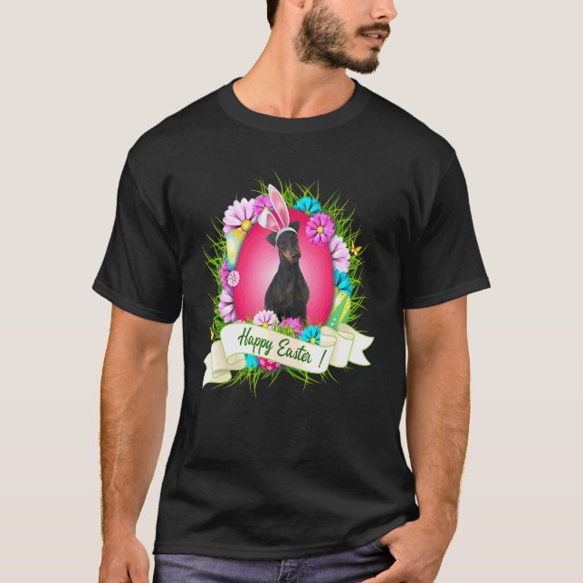 Camiseta Feliz Pascua, Manchester Terrier, usando pera de c (Anverso)