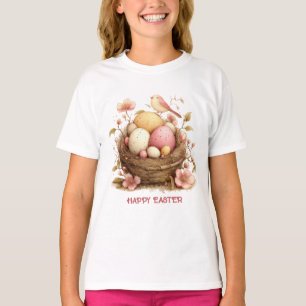 Camiseta Feliz Pascua Nido de Pájaros Huevos Pájaro