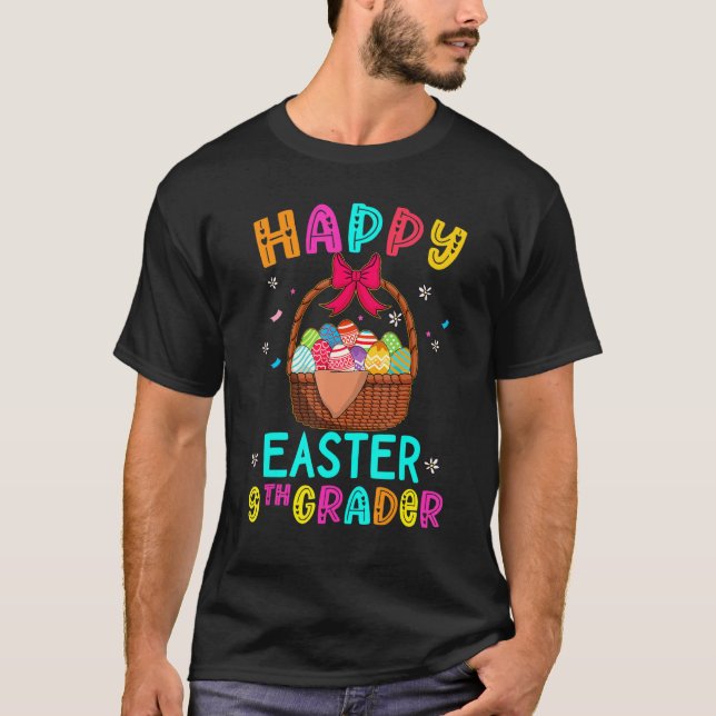 Camiseta Feliz Pascua Novena Grader Egg Basket Bunny Kids T (Anverso)