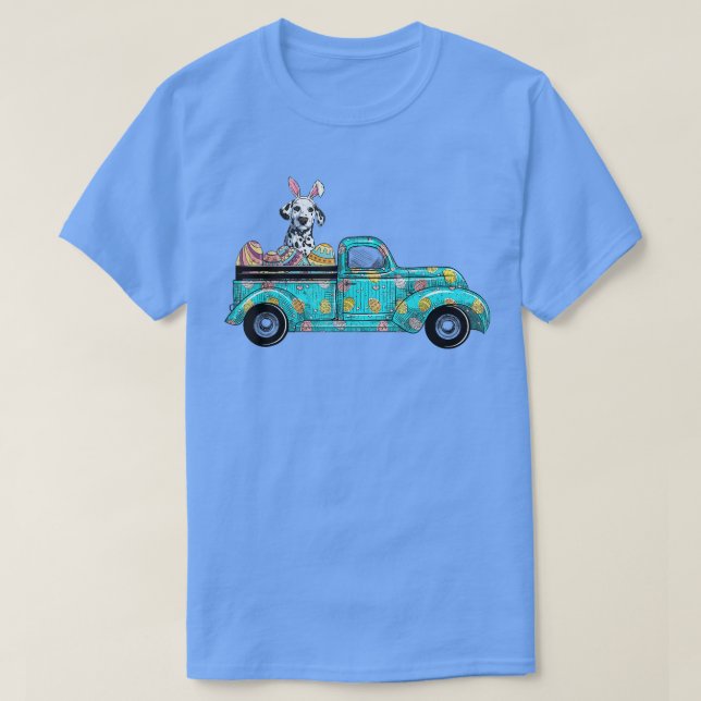 Camiseta Feliz Pascua Perro conejo Dalmatian Huevos Old Tru (Diseño del anverso)