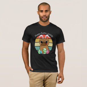 Camiseta Feliz Pascua, pug con orejas confitadas y huevos c