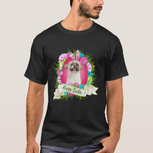 Camiseta Feliz Pascua Shih Tzu usando Guay de huevos de ore