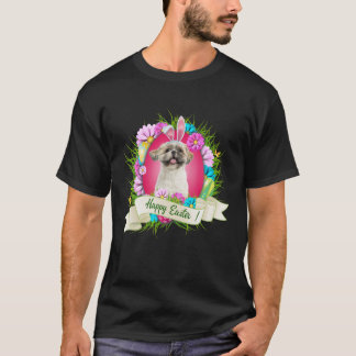 Camiseta Feliz Pascua Shih Tzu usando Guay de huevos de ore
