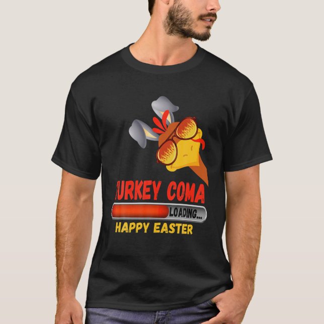 Camiseta Feliz Pascua, Turquía Coma, cargando con Guay Sung (Anverso)