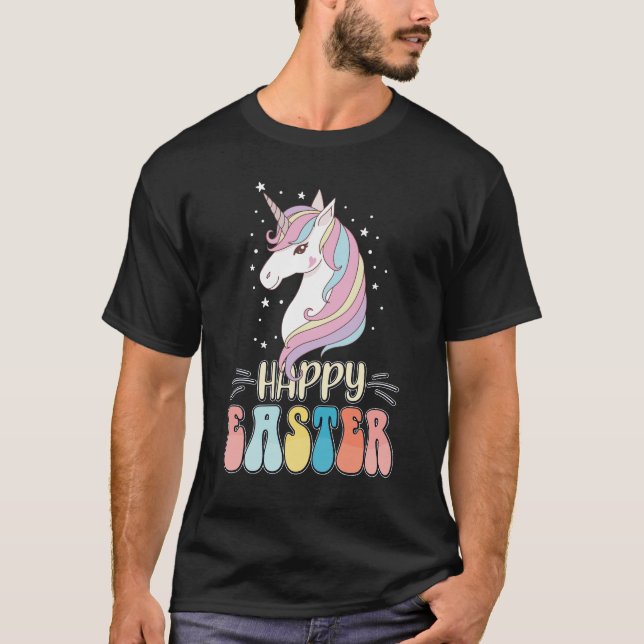 Camiseta Feliz Pascua Unicornio de huevos de conejo conejo  (Anverso)