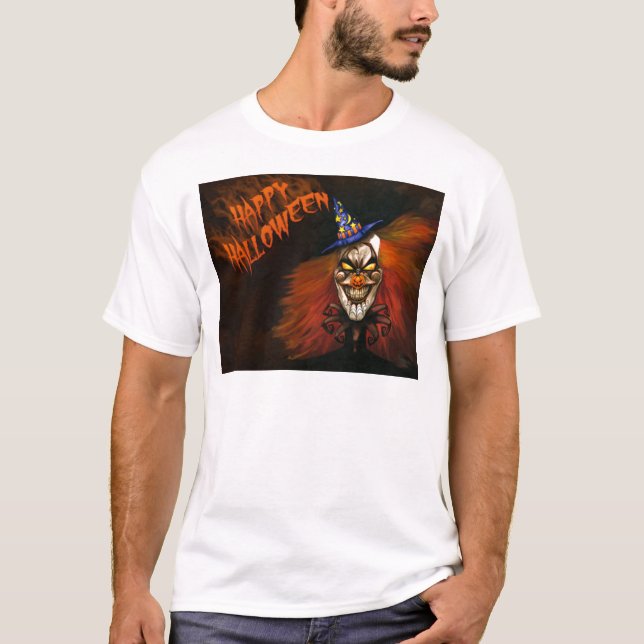 Camiseta Feliz Payaso de Halloween asustado (Anverso)