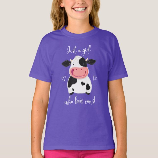 Camiseta Feliz pequeño Holstein, sólo un Chica que ama a la (Anverso)