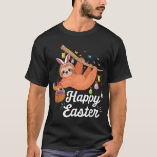 Camiseta Feliz perezoso lindo con orejas de conejito y orej