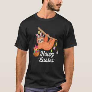 Camiseta Feliz perezoso lindo con orejas de conejo y caza d