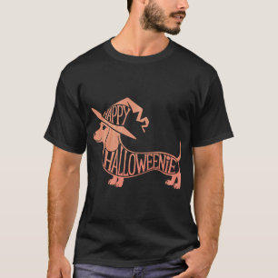 Camiseta Feliz Perrito Wiener Halloweenie Cute Bruja Dachsh